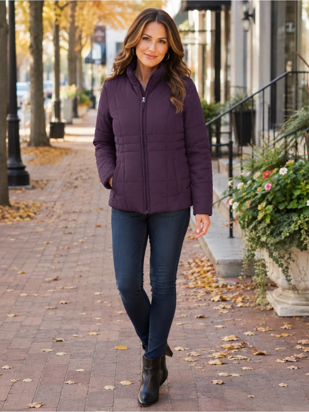 Athletic Works Women's Plum Quilted Puffer Jacket